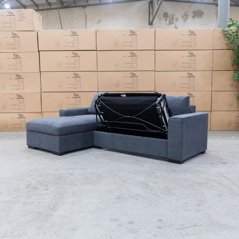 The Oakland Sofa Bed with LHF Storage Chaise - Charcoal