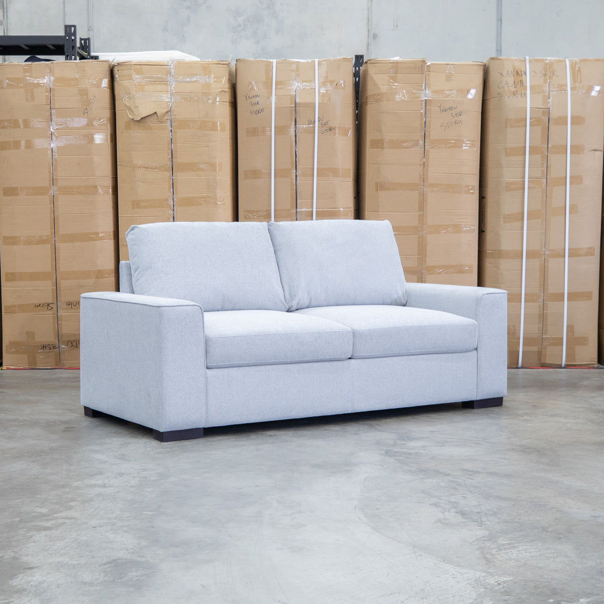 The Oakland Two Seater Metal Action Sofa Bed - Silver available to purchase from Warehouse Furniture Clearance at our next sale event.