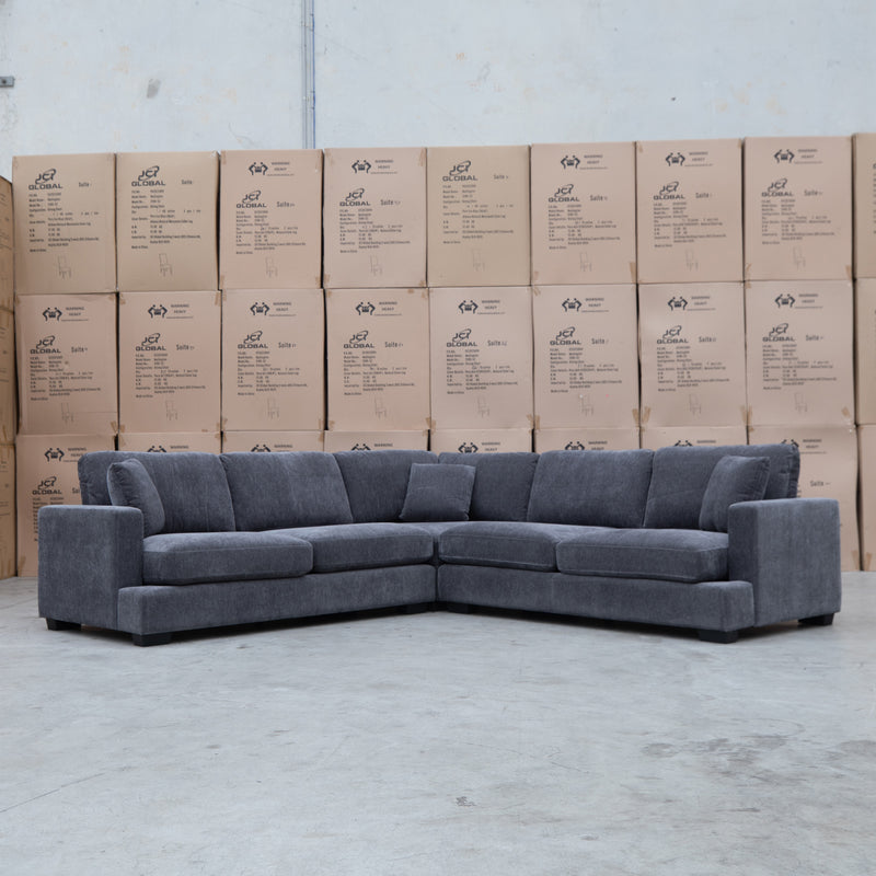 The Oakville Deep Seat Fabric Corner Lounge - Charcoal available to purchase from Warehouse Furniture Clearance at our next sale event.