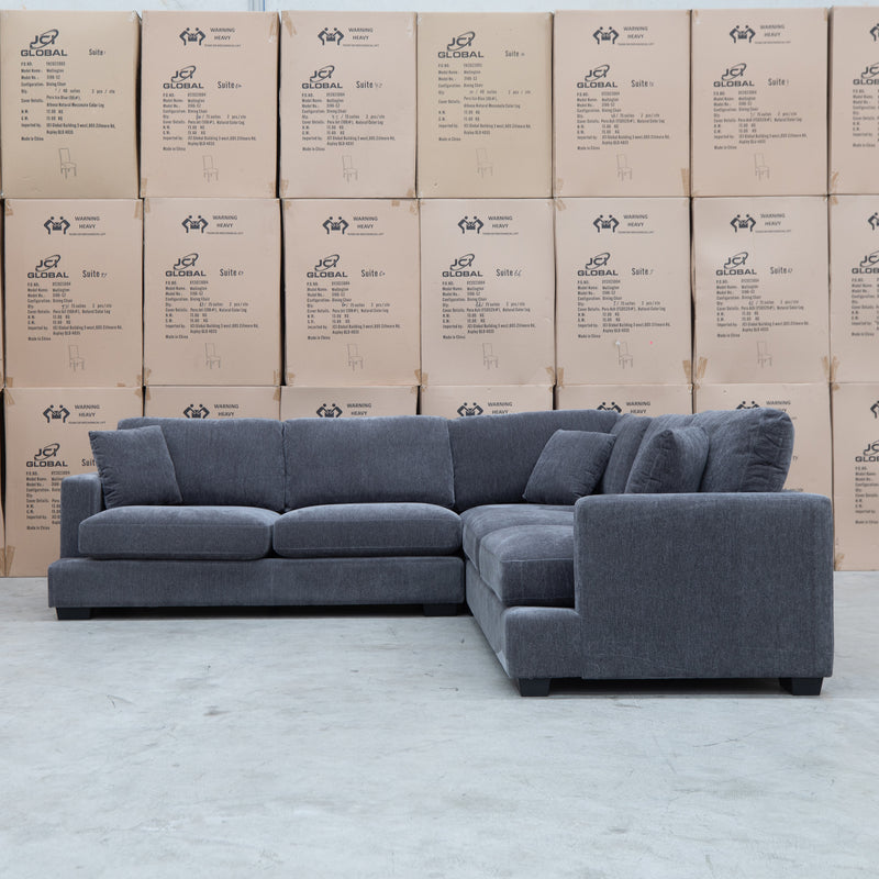 The Oakville Deep Seat Fabric Corner Lounge - Charcoal available to purchase from Warehouse Furniture Clearance at our next sale event.