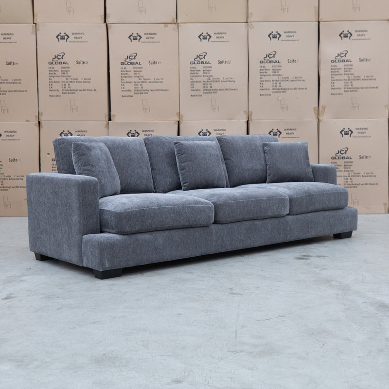 The Oakville Fabric Three Seat Sofa - Charcoal available to purchase from Warehouse Furniture Clearance at our next sale event.