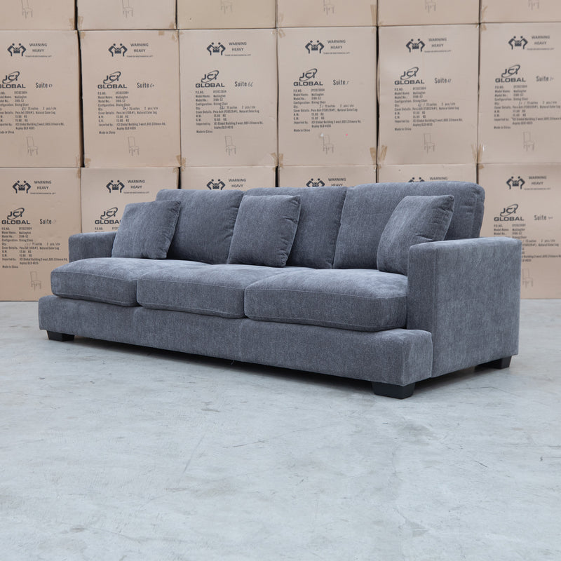 The Oakville Fabric Three Seat Sofa - Charcoal available to purchase from Warehouse Furniture Clearance at our next sale event.