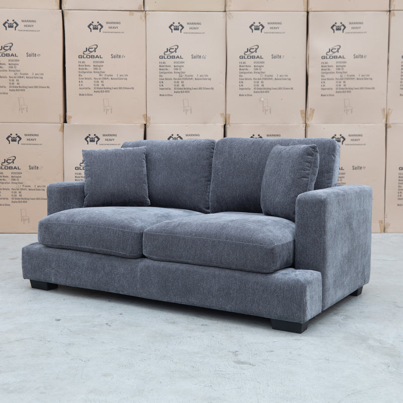 The Oakville Fabric Two Seat Sofa - Charcoal available to purchase from Warehouse Furniture Clearance at our next sale event.