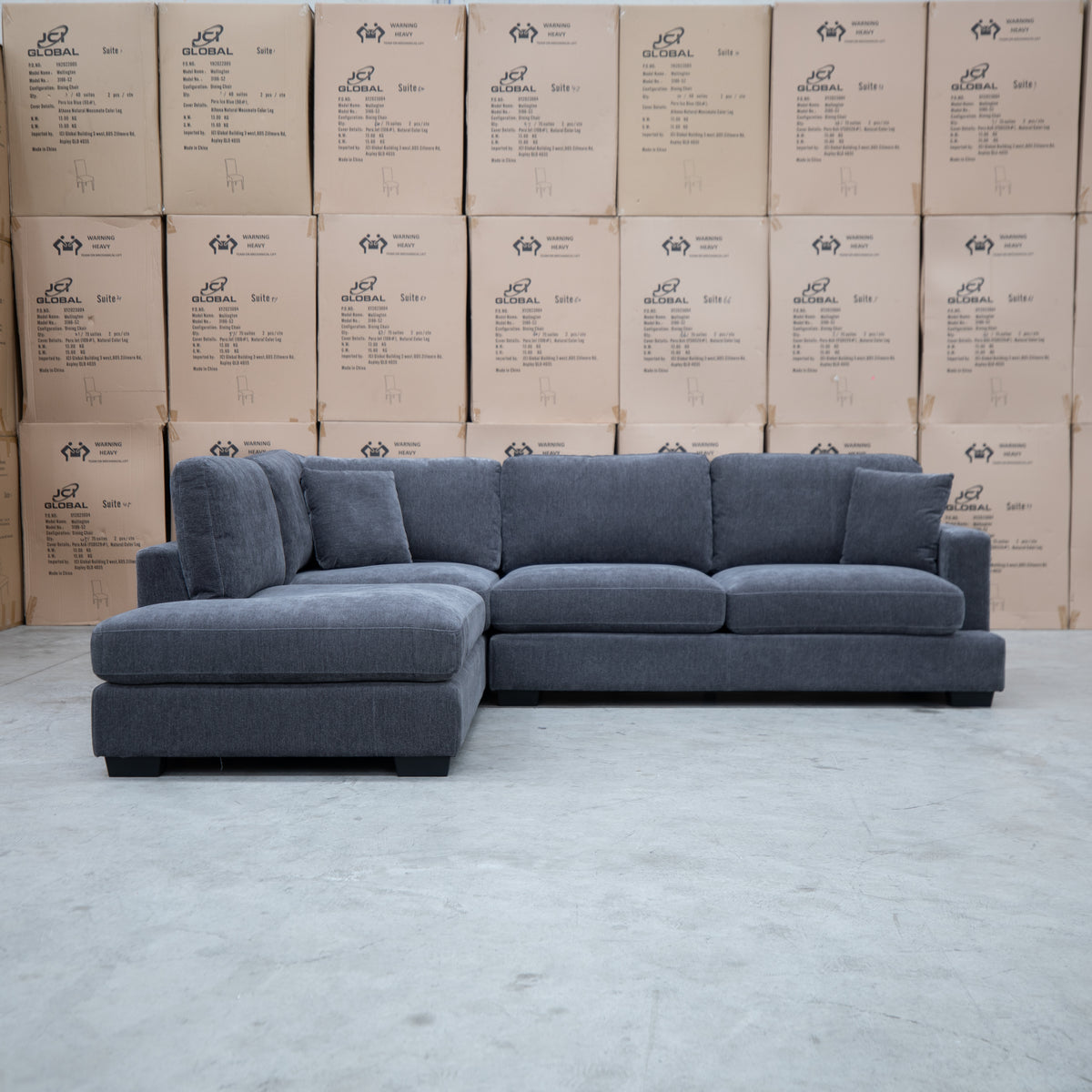 The Oakville Deep Seat LHF Chaise Lounge - Charcoal available to purchase from Warehouse Furniture Clearance at our next sale event.