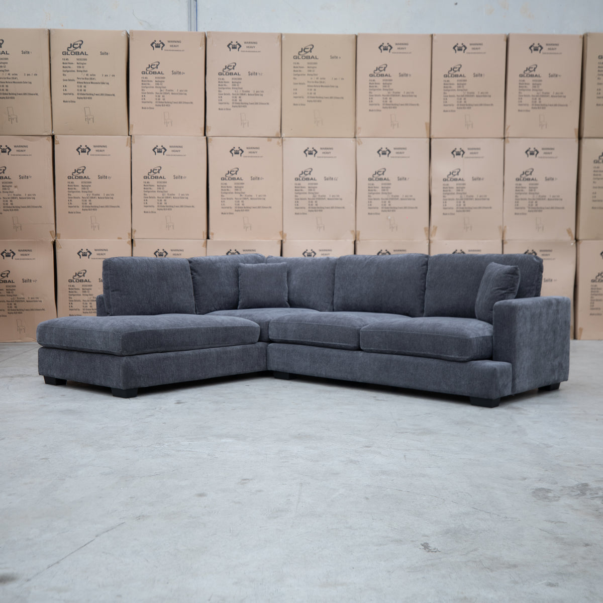 The Oakville Deep Seat LHF Chaise Lounge - Charcoal available to purchase from Warehouse Furniture Clearance at our next sale event.