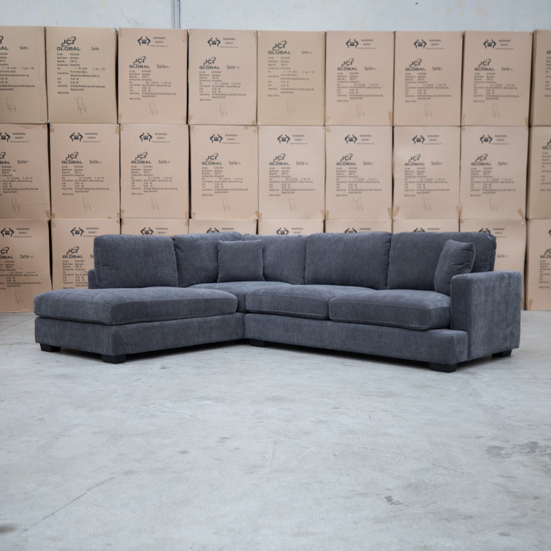 The Oakville Corner Chaise Lounge - Charcoal available to purchase from Warehouse Furniture Clearance at our next sale event.