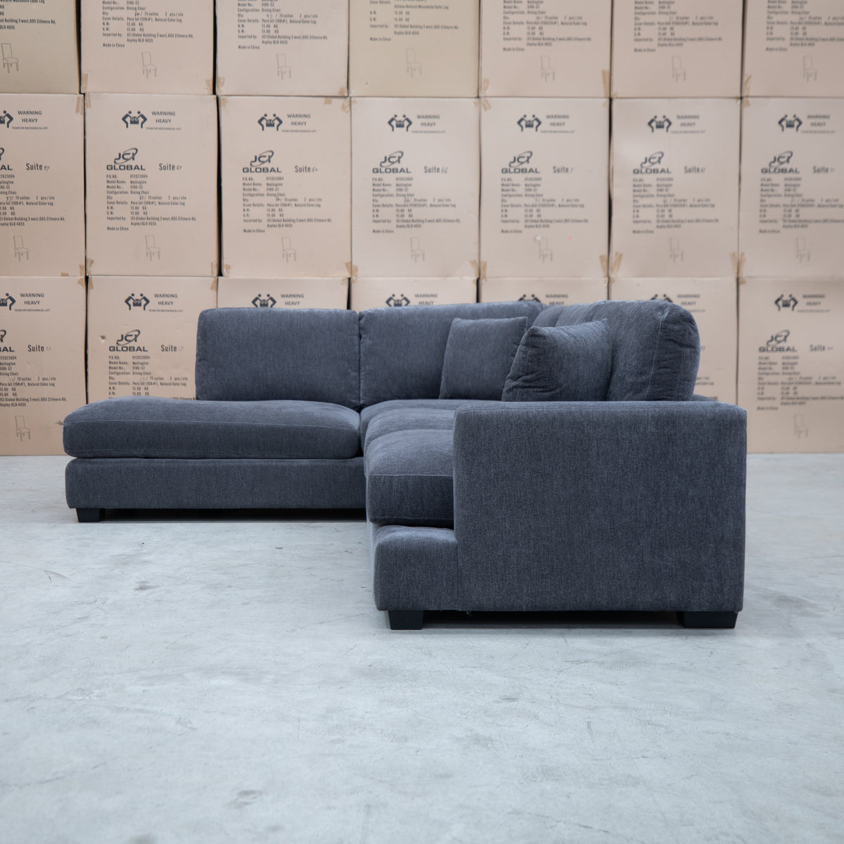 The Oakville Deep Seat LHF Chaise Lounge - Charcoal available to purchase from Warehouse Furniture Clearance at our next sale event.