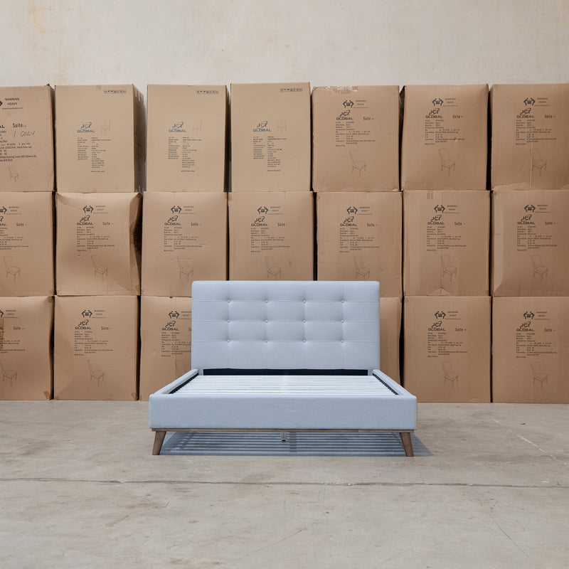 The Bailey Queen Upholstered Bed - Wheat - In Store Purchase Only available to purchase from Warehouse Furniture Clearance at our next sale event.