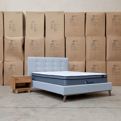 The Bailey Double Upholstered Bed - Wheat - In Store Purchase Only available to purchase from Warehouse Furniture Clearance at our next sale event.