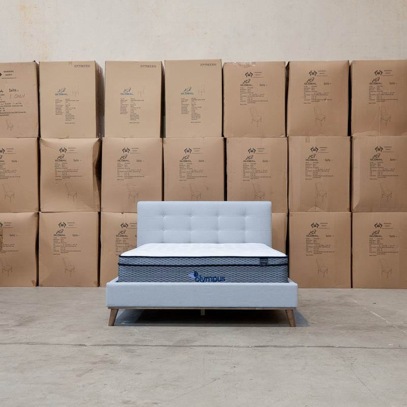 The Bailey Queen Upholstered Bed - Wheat - In Store Purchase Only available to purchase from Warehouse Furniture Clearance at our next sale event.