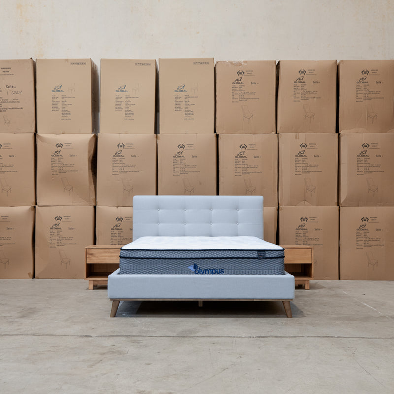 The Bailey Queen Upholstered Bed - Wheat - In Store Purchase Only available to purchase from Warehouse Furniture Clearance at our next sale event.