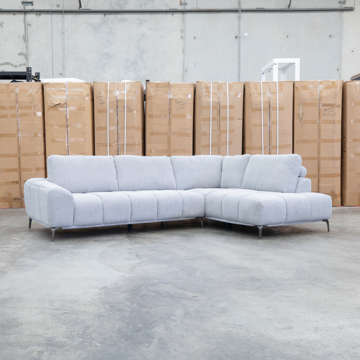 The Odette RHF Corner Chaise Lounge - Slate available to purchase from Warehouse Furniture Clearance at our next sale event.