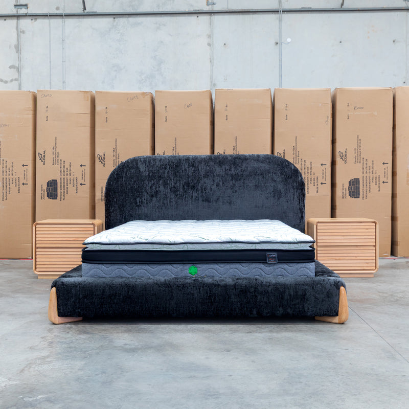 The Okina King Upholstered Bed - Black
