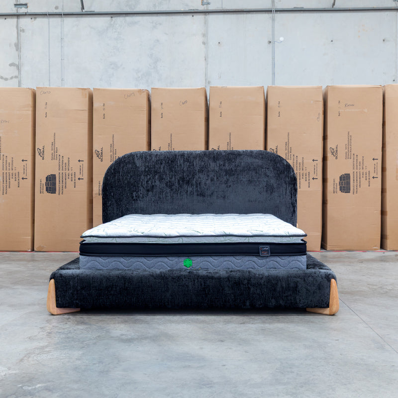 The Okina King Upholstered Bed - Black