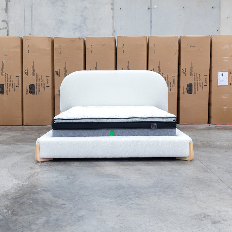 The Okina King Upholstered Bed - Cream