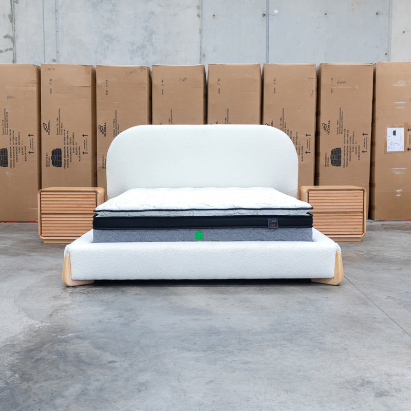 The Okina King Upholstered Bed - Cream