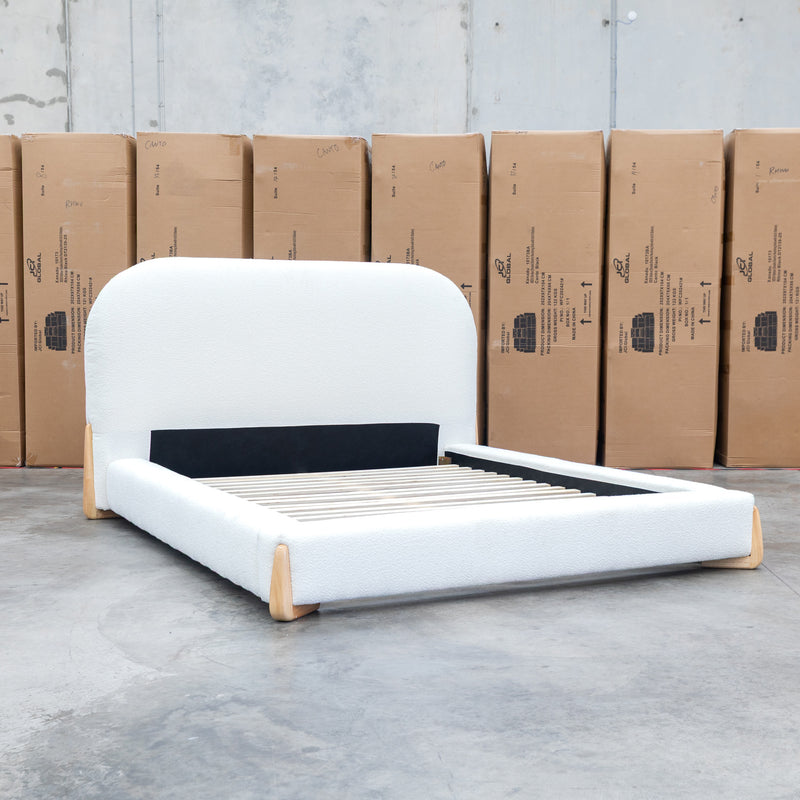 The Okina King Upholstered Bed - Cream