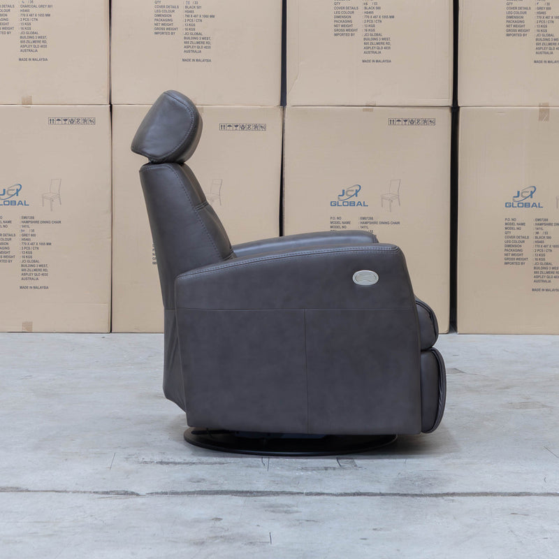 The La-Z-Boy Olav Large Power Rocker Recliner Swivel Chair - Aurora Charcoal available to purchase from Warehouse Furniture Clearance at our next sale event.