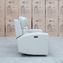 The Olsen Dual-Motor Two Seat Recliner Suite - Beige Leather available to purchase from Warehouse Furniture Clearance at our next sale event.