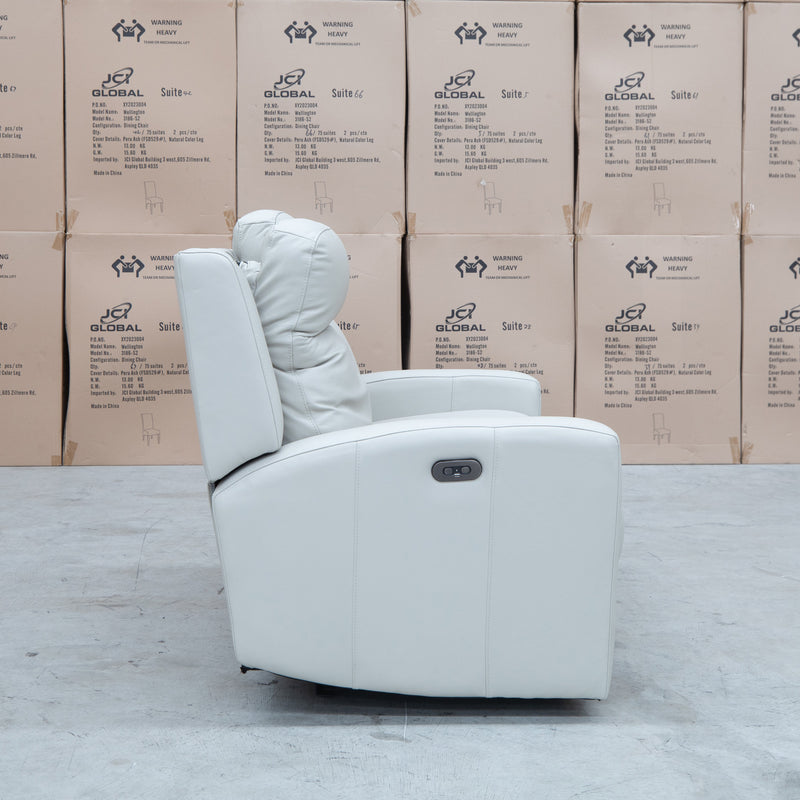 The Olsen Dual-Motor Two Seat Recliner Suite - Beige Leather available to purchase from Warehouse Furniture Clearance at our next sale event.