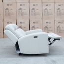 The Olsen Dual-Motor Two Seat Recliner Suite - Beige Leather available to purchase from Warehouse Furniture Clearance at our next sale event.