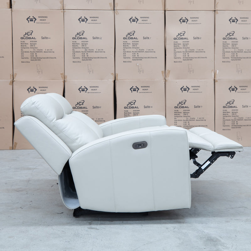 The Olsen Dual-Motor Two Seat Recliner Suite - Beige Leather available to purchase from Warehouse Furniture Clearance at our next sale event.