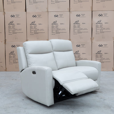 The Olsen Dual-Motor Two Seat Recliner Suite - Beige Leather available to purchase from Warehouse Furniture Clearance at our next sale event.