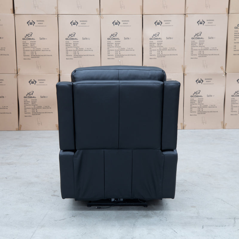 The Olsen Dual-Motor Recliner - Black Leather available to purchase from Warehouse Furniture Clearance at our next sale event.