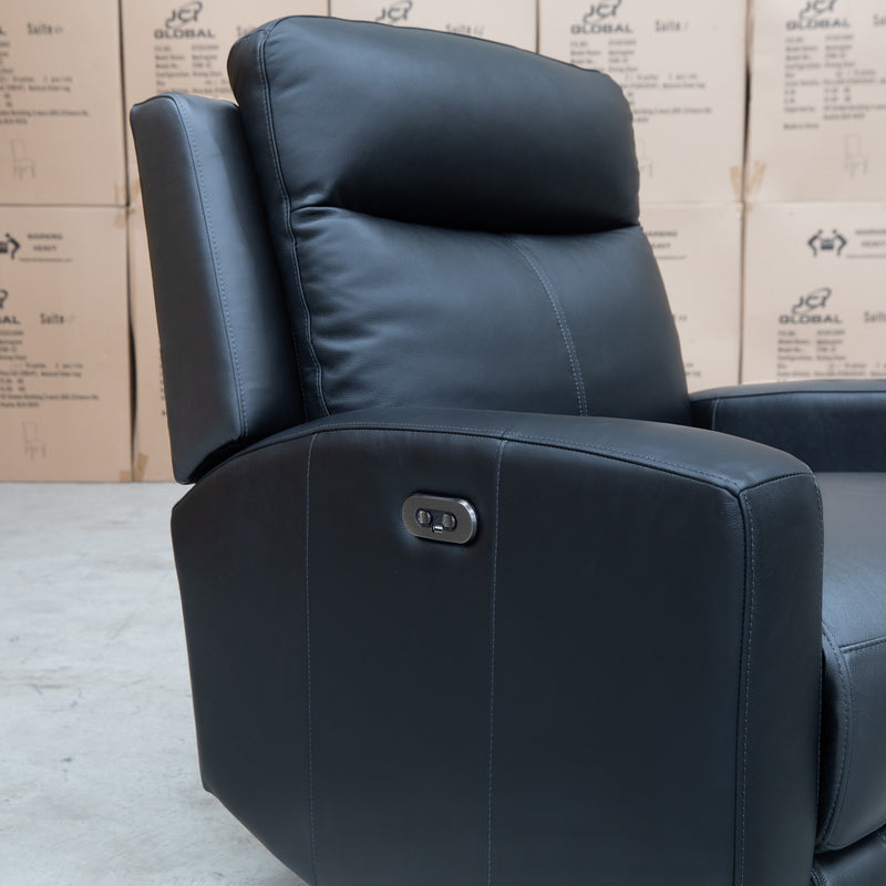 The Olsen Dual-Motor Recliner - Black Leather available to purchase from Warehouse Furniture Clearance at our next sale event.