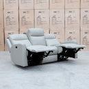 The Olsen Dual-Motor 3 Seat Recliner Suite - Beige Leather available to purchase from Warehouse Furniture Clearance at our next sale event.