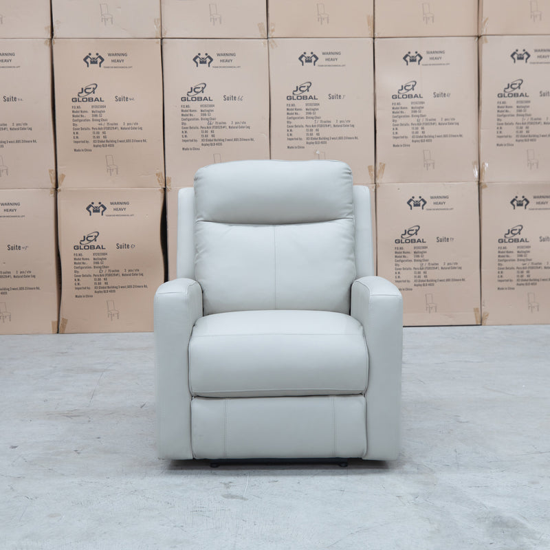 The Olsen Dual-Motor Recliner - Beige Leather available to purchase from Warehouse Furniture Clearance at our next sale event.