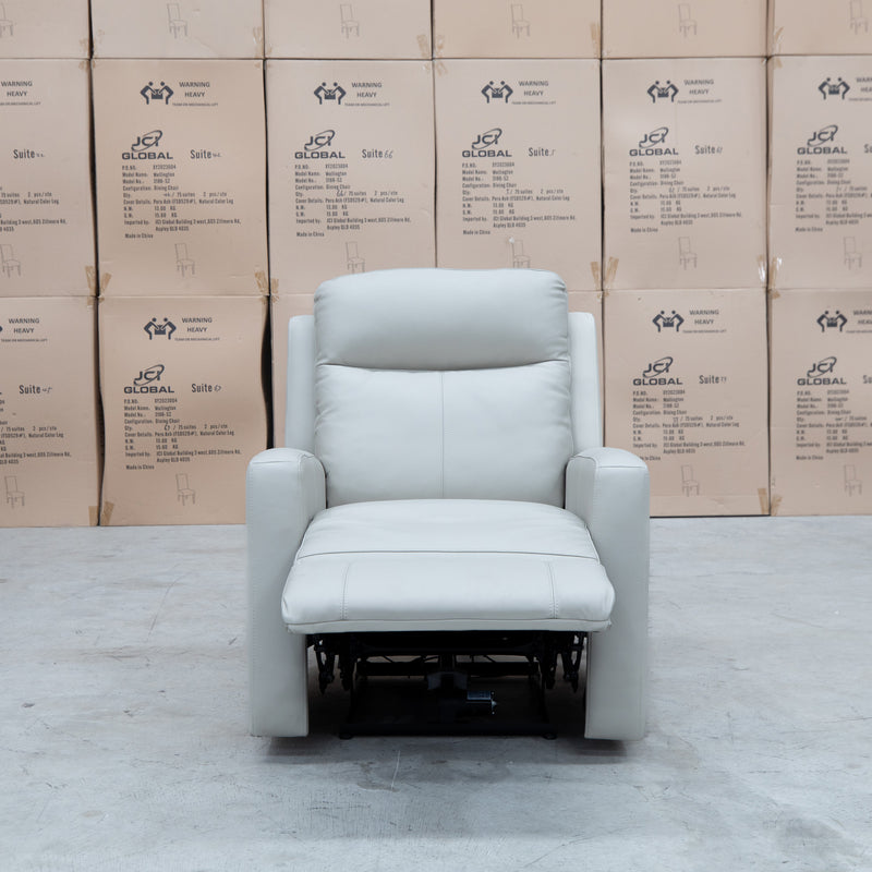 The Olsen Dual-Motor Recliner - Beige Leather available to purchase from Warehouse Furniture Clearance at our next sale event.