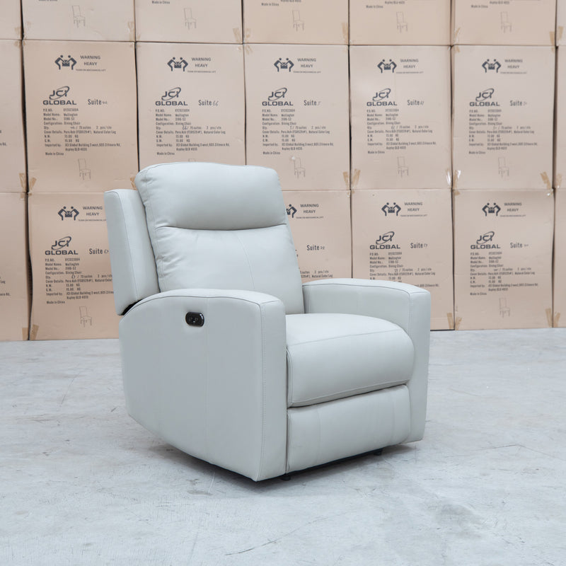 The Olsen Dual-Motor Recliner - Beige Leather available to purchase from Warehouse Furniture Clearance at our next sale event.