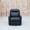 The Olsen Dual-Motor Recliner - Black Leather available to purchase from Warehouse Furniture Clearance at our next sale event.