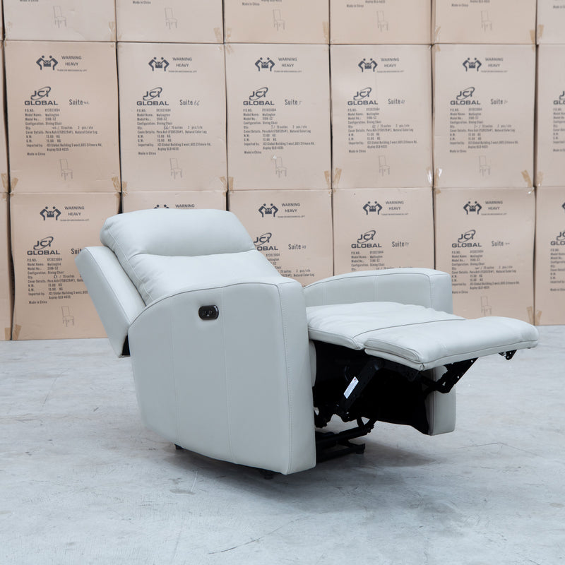 The Olsen Dual-Motor Recliner - Beige Leather available to purchase from Warehouse Furniture Clearance at our next sale event.