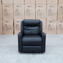 The Olsen Dual-Motor Recliner - Black Leather available to purchase from Warehouse Furniture Clearance at our next sale event.