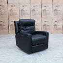 The Olsen Dual-Motor Recliner - Black Leather available to purchase from Warehouse Furniture Clearance at our next sale event.