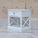 The Hampton 1 Drawer Bedside - Style 3 available to purchase from Warehouse Furniture Clearance at our next sale event.