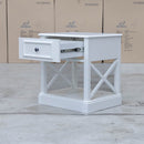 The Hampton 1 Drawer Bedside - Style 3 available to purchase from Warehouse Furniture Clearance at our next sale event.