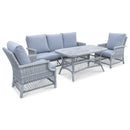 The Portland 4 Piece Mid Height Outdoor Wicker Lounge Suite available to purchase from Warehouse Furniture Clearance at our next sale event.