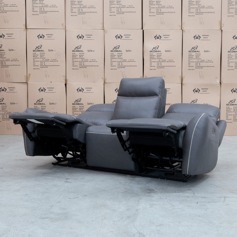 The Palm Cove Three Seater Triple Motor Electric Recliner Lounge - Charcoal available to purchase from Warehouse Furniture Clearance at our next sale event.