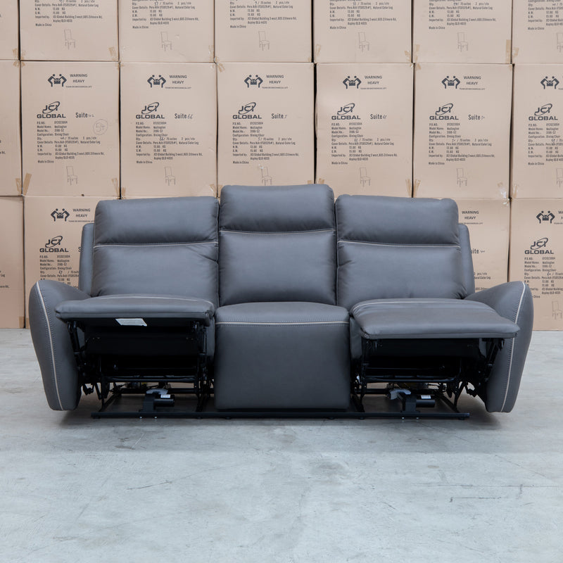 The Palm Cove Three Seater Triple Motor Electric Recliner Lounge - Charcoal available to purchase from Warehouse Furniture Clearance at our next sale event.