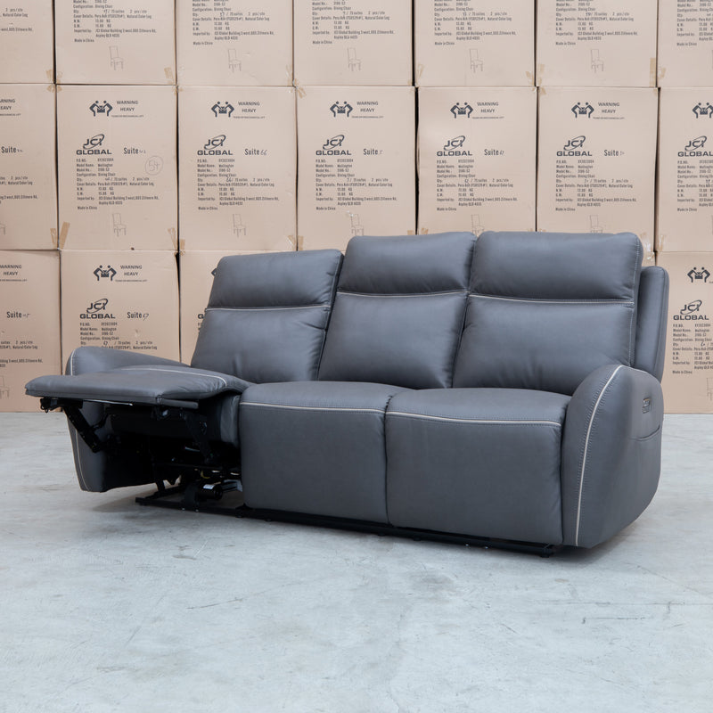 The Palm Cove Three Seater Triple Motor Electric Recliner Lounge - Charcoal available to purchase from Warehouse Furniture Clearance at our next sale event.