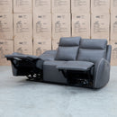 The Palm Cove Three Seater Triple Motor Electric Recliner Lounge - Charcoal available to purchase from Warehouse Furniture Clearance at our next sale event.