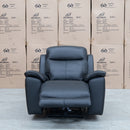 The Panama Triple Motor Electric Single Recliner - Black Leather available to purchase from Warehouse Furniture Clearance at our next sale event.