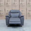 The Panama Triple Motor Electric Single Recliner - Storm Leather available to purchase from Warehouse Furniture Clearance at our next sale event.