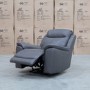 The Panama Triple Motor Electric Single Recliner - Storm Leather available to purchase from Warehouse Furniture Clearance at our next sale event.