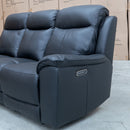 The Panama Three Seater Triple Motor Electric Recliner Lounge - Black Leather available to purchase from Warehouse Furniture Clearance at our next sale event.