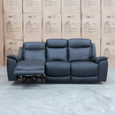 The Panama Three Seater Triple Motor Electric Recliner Lounge - Black Leather available to purchase from Warehouse Furniture Clearance at our next sale event.