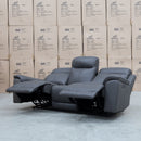 The Panama Three Seater Triple Motor Electric Recliner Lounge - Storm Leather available to purchase from Warehouse Furniture Clearance at our next sale event.